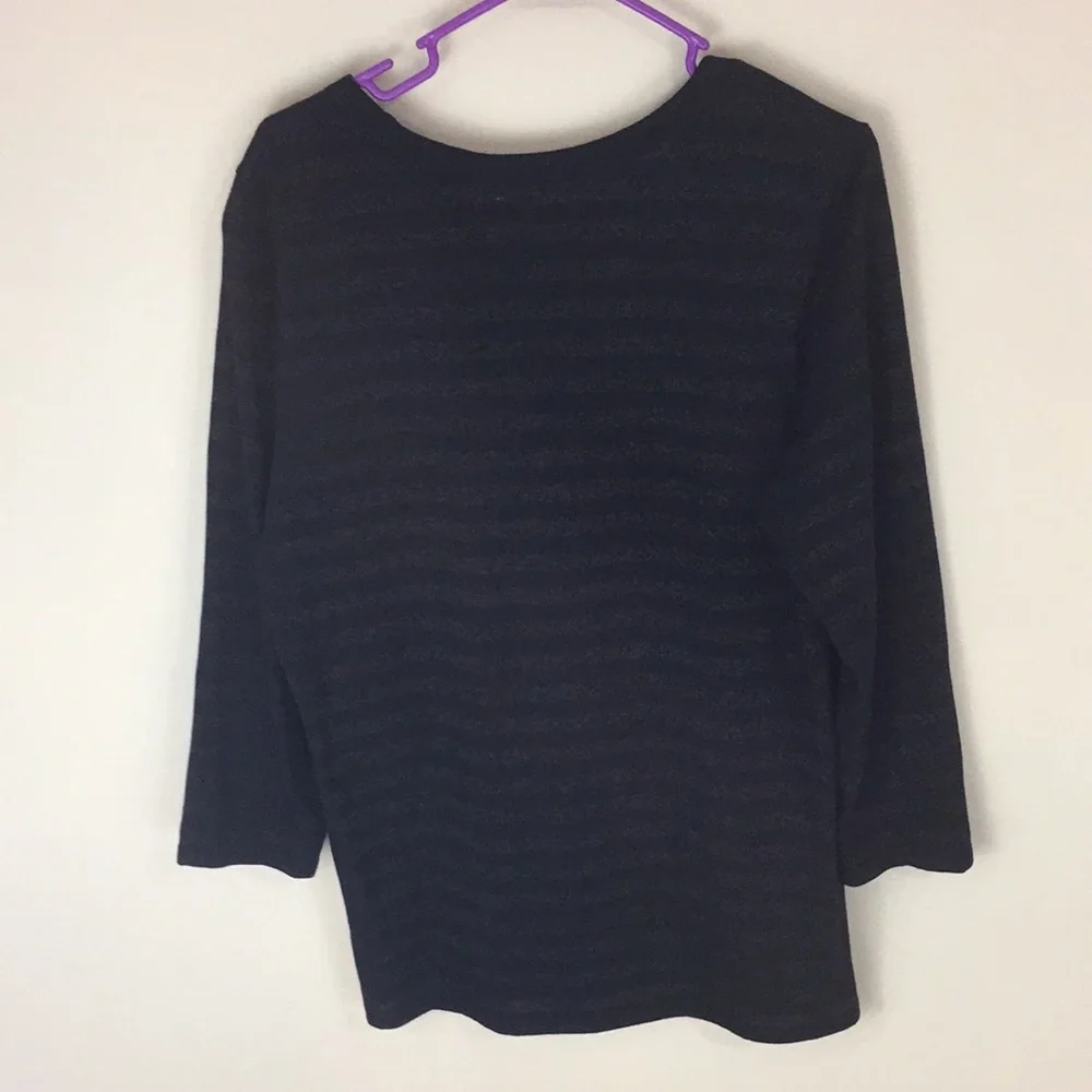Gap Black with Metallic Stripes 3/4 Sleeve Top Tunic Tee Size XL - Picture 4 of 12